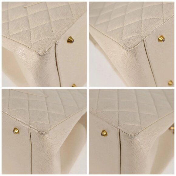 CHANEL Matelasse COCO Mark Chain Tote Bag Calf Skin Vanilla Gold CC Auth yk18012 - Picture 16 of 16